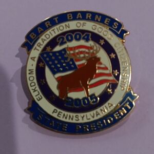 Elks Pennsylvania State President Bart Barnes 2004 Lapel Pin